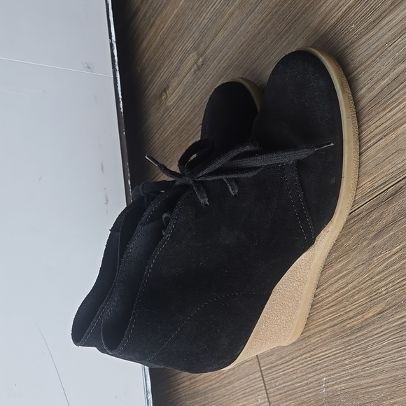 J. Crew Factory Black Suede Lace Up Wedge Booties - Picture 3 of 8
